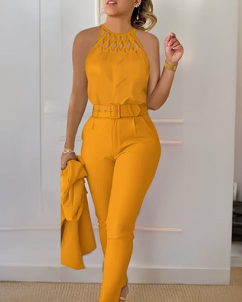 Damen Jumpsuit mit ausgefallenem Oberteil und taillierter Hose Stalluxe
