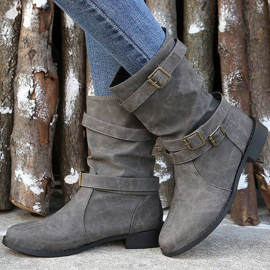 Damen Modische Stiefeletten mit verstellbaren Riemen und robustem Profil Stalluxe
