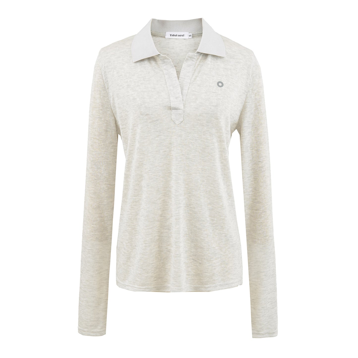 Damen Langarm-Polohemd mit modernem Kragen und hochqualitativem Materialmix Stalluxe