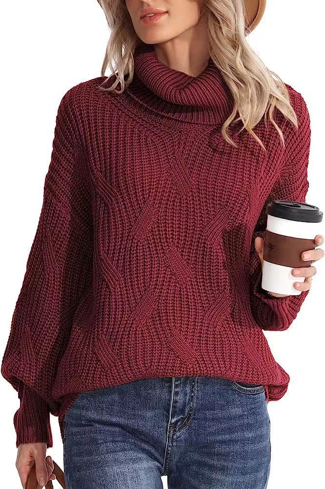 Damen Weicher Strickpullover mit hohem Kragen und Kabelmuster Stalluxe