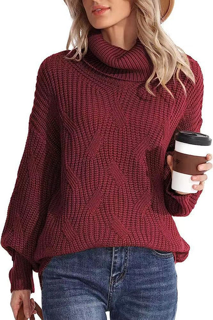 Damen Weicher Strickpullover mit hohem Kragen und Kabelmuster Stalluxe