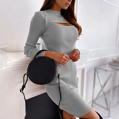 Damen Strickkleid mit modischem Cut-Out-Ausschnitt und figurbetontem Design Stalluxe