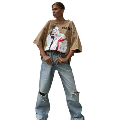 Damen Oversized T-Shirt mit einzigartigem Grafikdruck Stalluxe