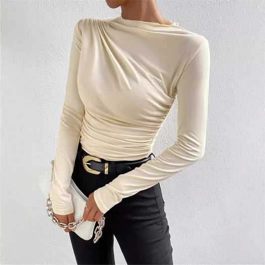 Damen Langarmshirt mit raffiniertem Drapé-Design Stalluxe