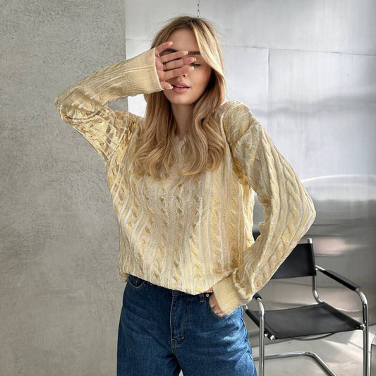 Damen Grobstrickpullover mit detailliertem Zopfmuster und oversized Schnitt Stalluxe