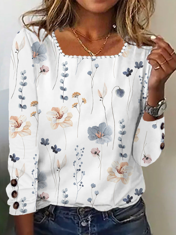 Damen Bluse mit floralem Druck und dekorativen Knopfdetails Stalluxe