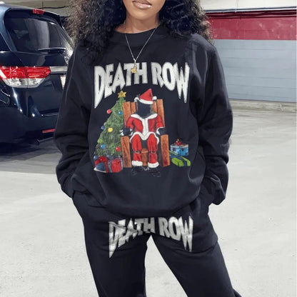 Damen lässige Sweatshirt- und Jogginghose-Set mit kreativem Weihnachtsmotiv Stalluxe