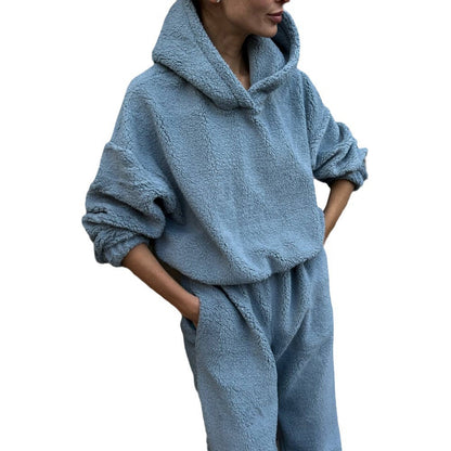 Damen kuscheliger Fleece-Jumpsuit mit elastischen Bündchen und Kapuze Stalluxe