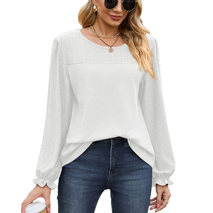 Damen Oberteil mit strukturiertem Design und eleganten Puffärmeln Stalluxe