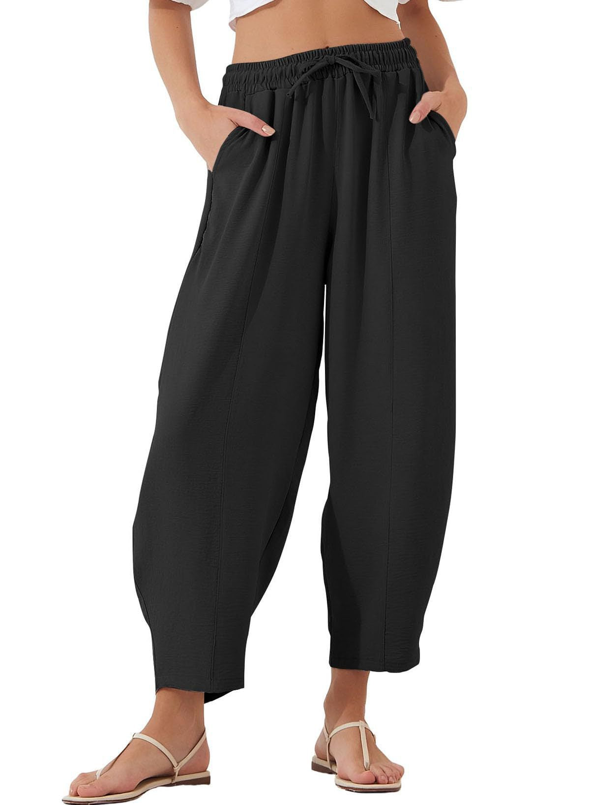 Damen Bequeme und luftige Freizeithose mit elastischem Bund und Seitentaschen Stalluxe