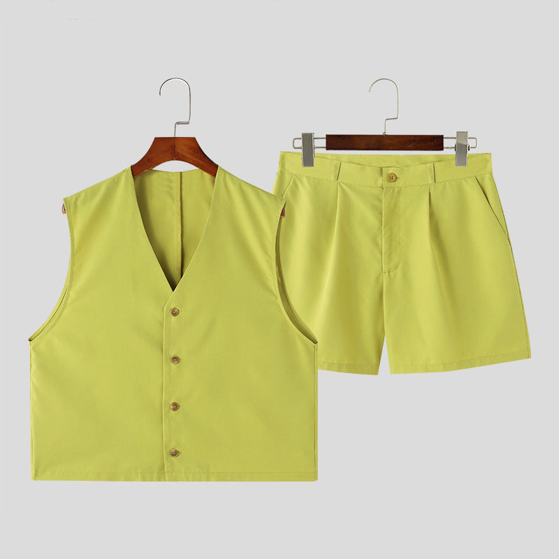 Damen elegantes ärmelloses Blazerset mit Shorts Stalluxe