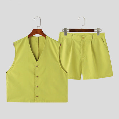 Damen elegantes ärmelloses Blazerset mit Shorts Stalluxe