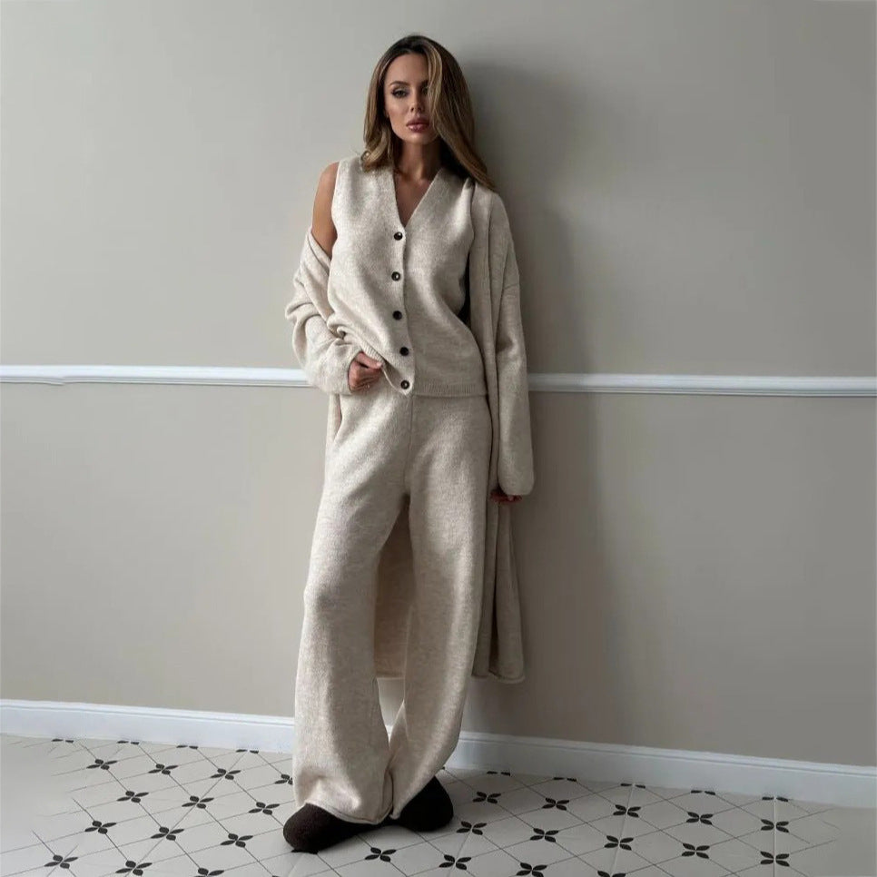 Damen Loungewear-Set mit beeindruckendem Cardigan und weitem Hosenstil Stalluxe