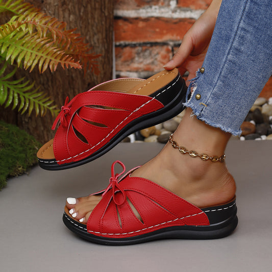 Damen Bunte Slip-On Sandalen mit modischem Schleifen-Design Stalluxe
