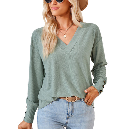 Damen Langarmbluse mit raffiniertem V-Ausschnitt und strukturiertem Design Stalluxe