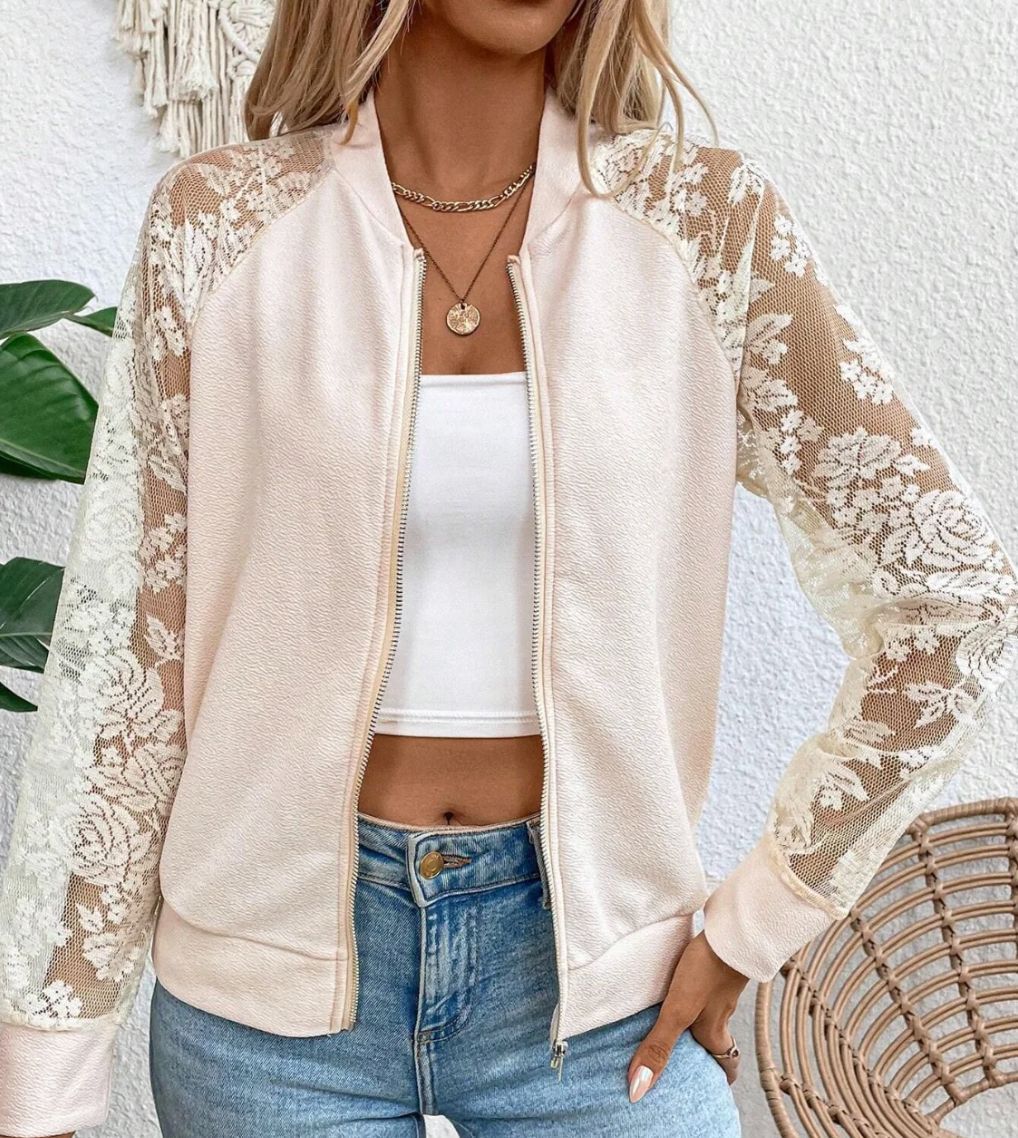 Damen sportliche Jacke mit Spitzeneinsätzen Stalluxe
