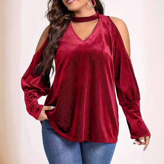 Damen Lässiges V-Ausschnitt Oberteil mit kühlschrankfreiem Kolletta-Design und eleganten Cut-Out-Ärmeln Stalluxe