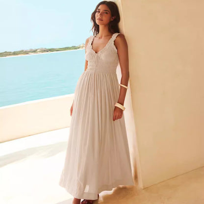Damen Maxikleid mit Raffungen und Rüschendetails Stalluxe