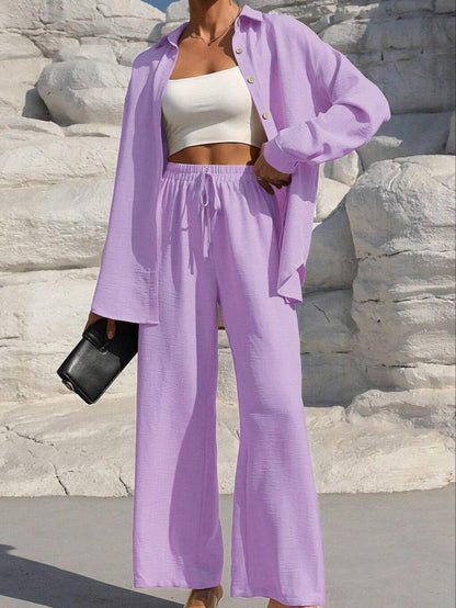 Damen elegantes und lässiges Leinen-Loungewear-Set mit lockerer Passform Stalluxe