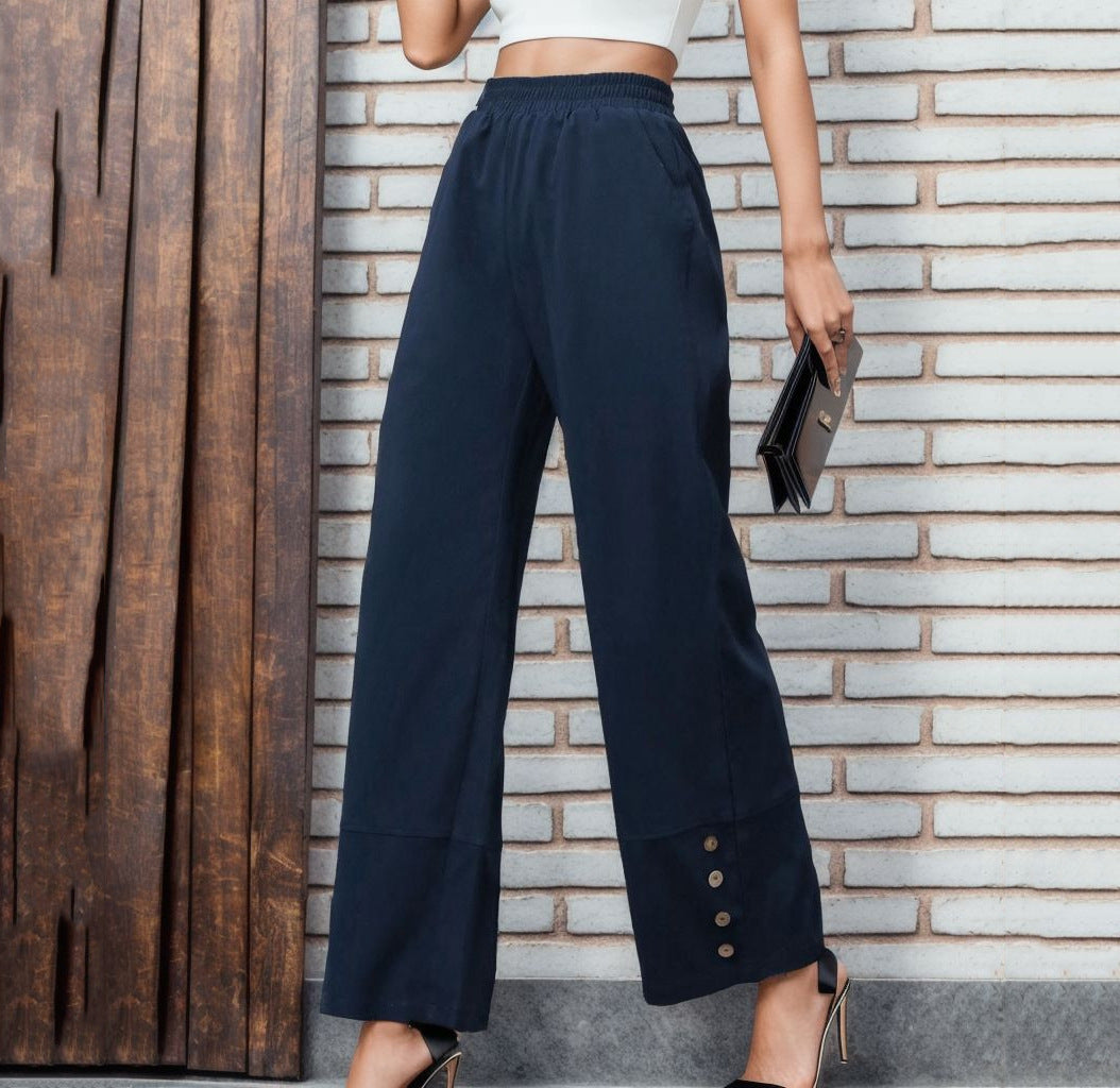 Damen Weite Chino-Hose mit Knopfdetails Stalluxe