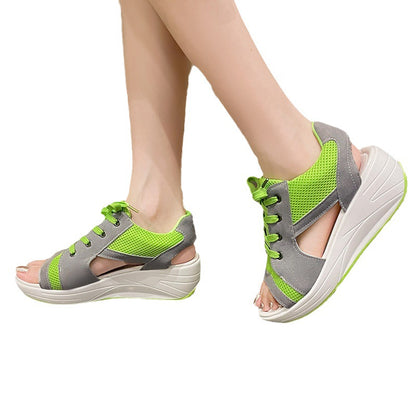 Damen sportliche Sandalen mit atmungsaktivem Mesh-Obermaterial und flexiblem Keil Stalluxe