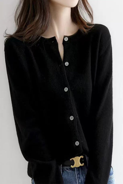 Damen Langärmliger Cardigan aus weichem Feinstrick mit Knopfleiste Stalluxe