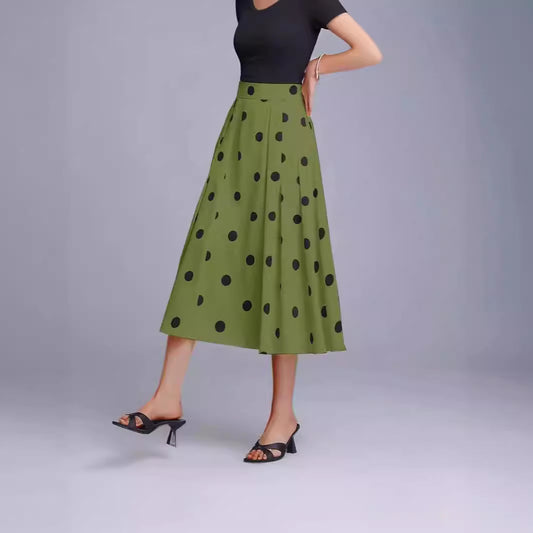 Damen Eleganter Midi-Rock mit Polka-Dots und Plisseefalten Stalluxe