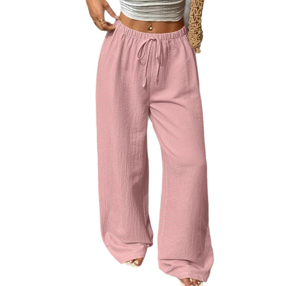 Damen weite Palazzo-Hose aus leichtem und atmungsaktivem Material mit elastischem Bund Stalluxe