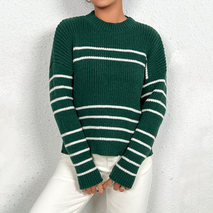 Damen gestreifter Strickpullover Stalluxe