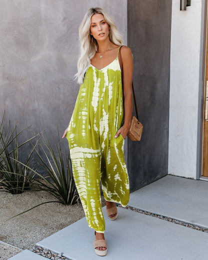 Damen Elegantes Jumpsuit mit Spaghettiträgern und weitem Bein Stalluxe