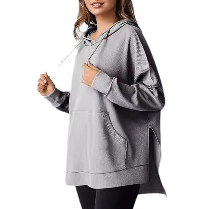 Damen lässiger Hoodie mit seitlichen Schlitzen und praktischen Taschen Stalluxe