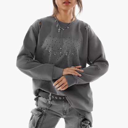 Damen Oversize Sweatshirt mit modischen Designelementen Stalluxe Grau