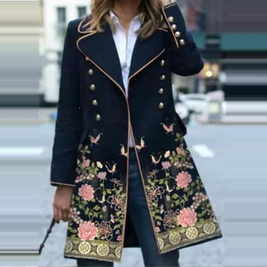 Damen eleganter und bestickter Trenchcoat Stalluxe