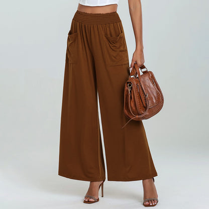 Damen Weit geschnittene Palazzo-Hose mit elastischem Bund und praktischen Taschen Stalluxe