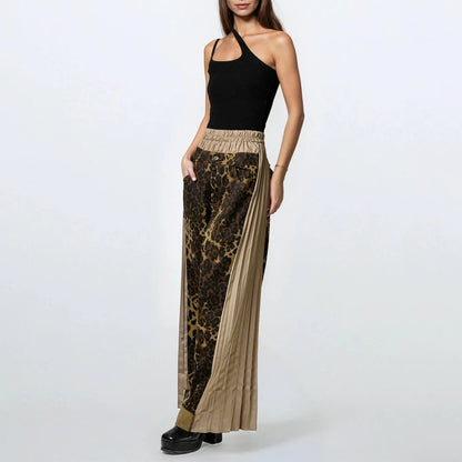 Damen Weite Hose mit Leo-Muster und elastischem Bund Stalluxe