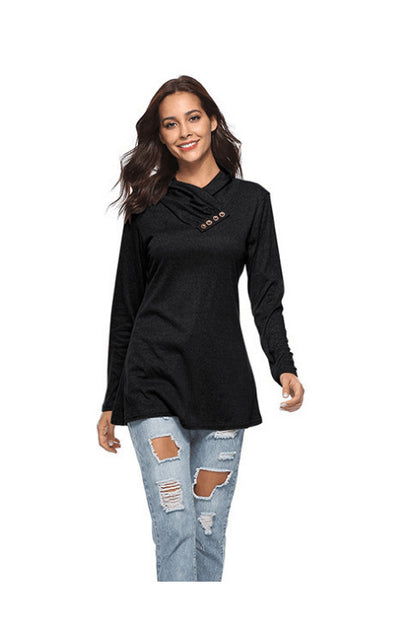 Damen Kuscheliger Langarm-Pullover mit modernem Stehkragen und dekorativen Knopfdetails Stalluxe