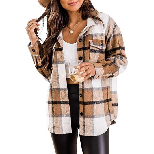 Damen Karierte Overshirt Jacke Stalluxe