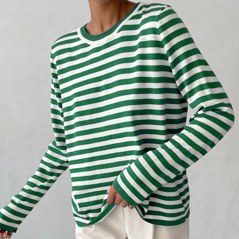 Damen lässiger Strickpullover mit gestreiftem Muster und weitem Schnitt Stalluxe