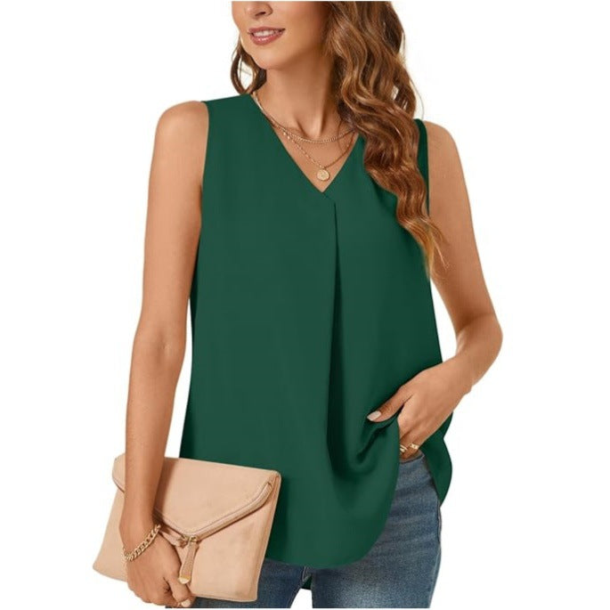 Damen elegante Bluse mit V-Ausschnitt und fließendem Schnitt Stalluxe
