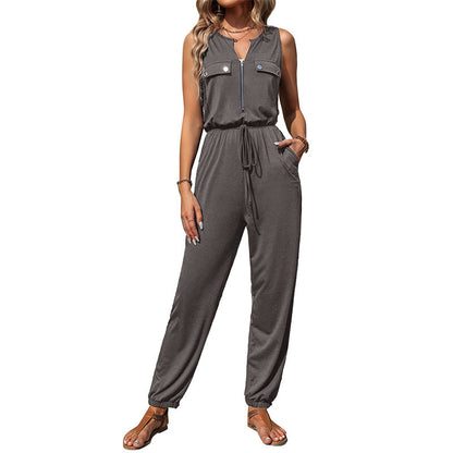 Damen Jumpsuit mit funktionalen Taschen und modischem Reißverschluss Stalluxe