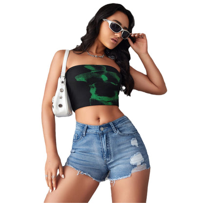 Damen Jeansshorts mit trendigen Destroyed-Details und hohem Bund Stalluxe