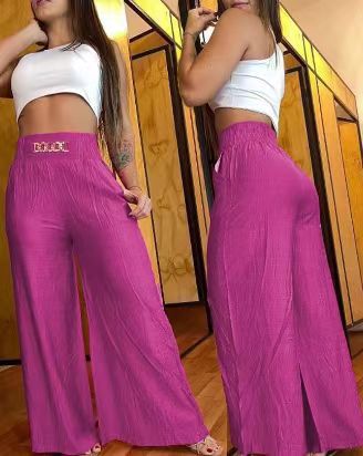 Damen weite Hosen mit elastischem Bund und stylischen Fransen Stalluxe