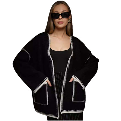 Damen Komfortabler Strickmantel mit Gürtel und praktischen Taschen Stalluxe