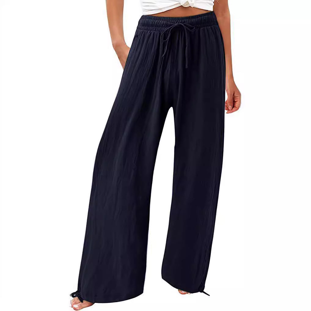 Damen Weite Sommerhose aus leichtem Material mit verstellbarem Bund Stalluxe