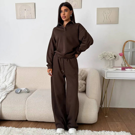 Damen bequemer Poloshirt und lockere Hose Set Stalluxe