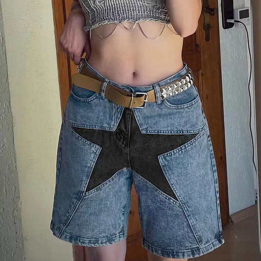 Damen Jeans-Shorts mit einzigartigem Sternmuster Stalluxe