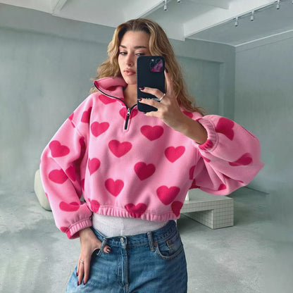 Damen Crop-Pullover mit Wolkenmuster Stalluxe