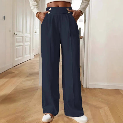 Damen Elegante und luftige Hochbundhose mit weitem Bein und praktischen Taschen Stalluxe