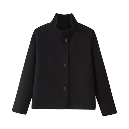 Damen modische Jacke mit hochgeschlossenem Kragen und Knopfdetails Stalluxe