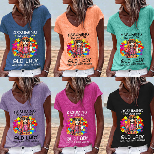Damen V-Ausschnitt T-Shirt mit einzigartigem Vintage-Design Stalluxe